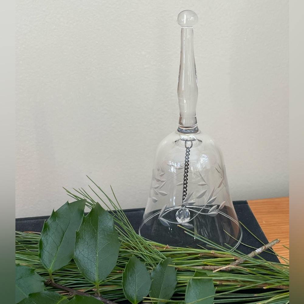Vintage Princess House Handblown Crystal Etched Glass Bell, Heritage